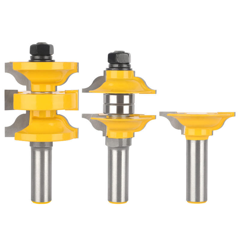 ◎High-Precision 1/2-Inch Shank Door Frame Mortise and Tenon Cutter Set – 3 Pieces
