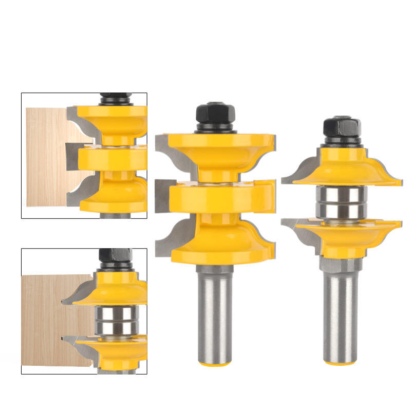 ◎High-Precision 1/2-Inch Shank Door Frame Mortise and Tenon Cutter Set – 3 Pieces