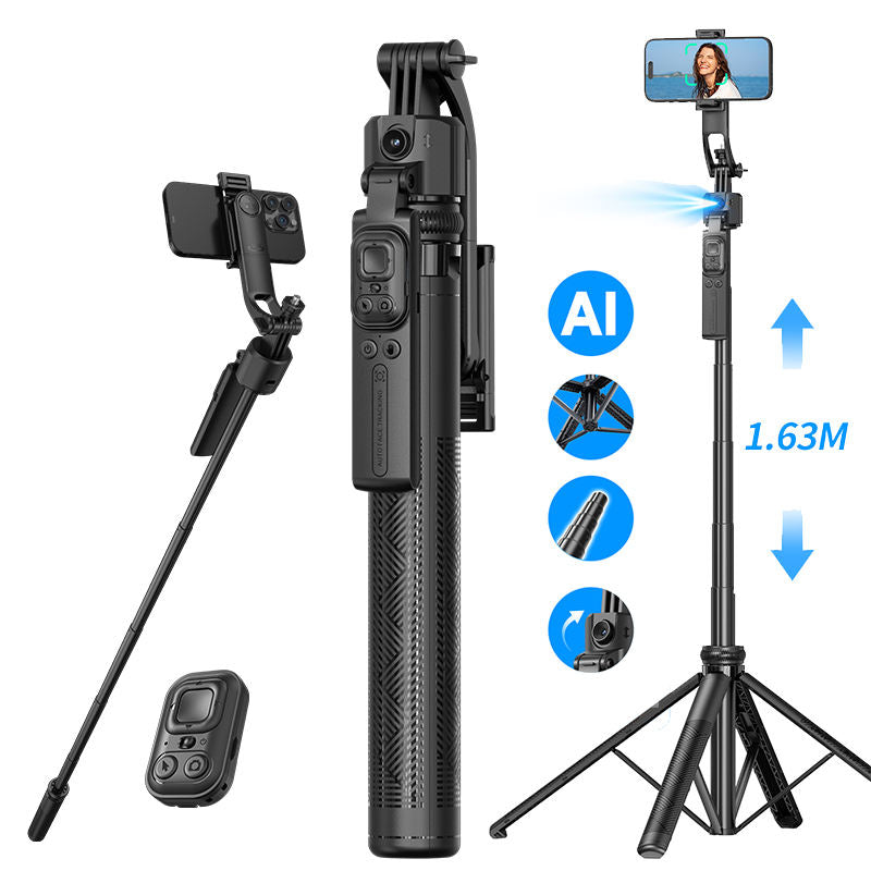 Vlogging Kit C17 Gimbal Stabilizer 360 Degree Smart Automatic Rotation AI Face Tracking Detachable Phone Clip Selfie Stick