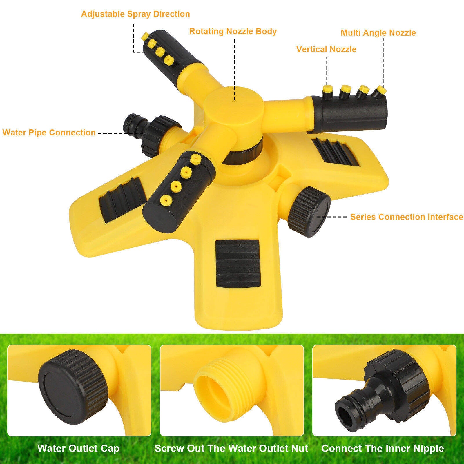 Rotating Water Spray 360 Degree Automatic Sprinkler Villa Garden Watering Lawn Can Be Connected in Series Sprinkler