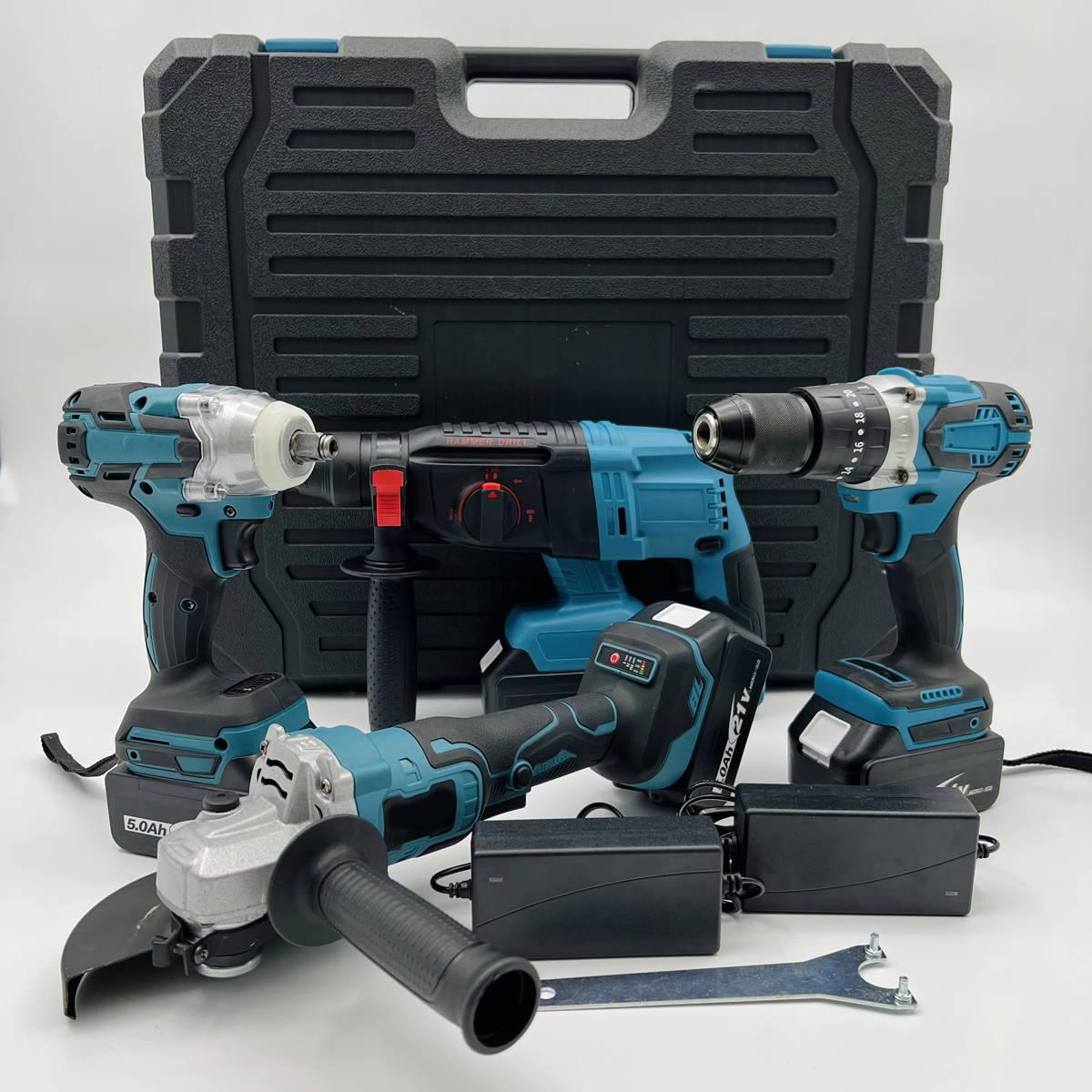 High Quality 21v Brushless Rechargeable Lithium Battery Electric Drill Wrench Drilling Cutting Machine Power Tool Set
