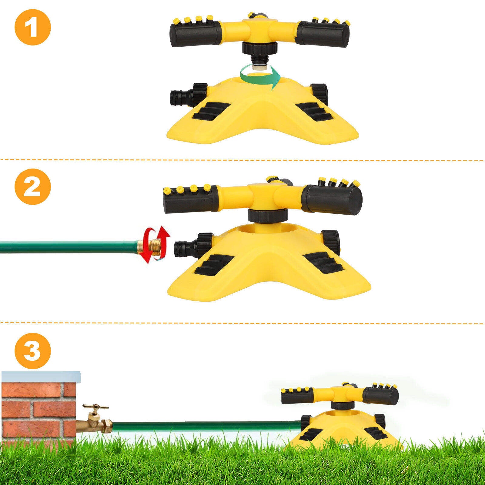 Rotating Water Spray 360 Degree Automatic Sprinkler Villa Garden Watering Lawn Can Be Connected in Series Sprinkler
