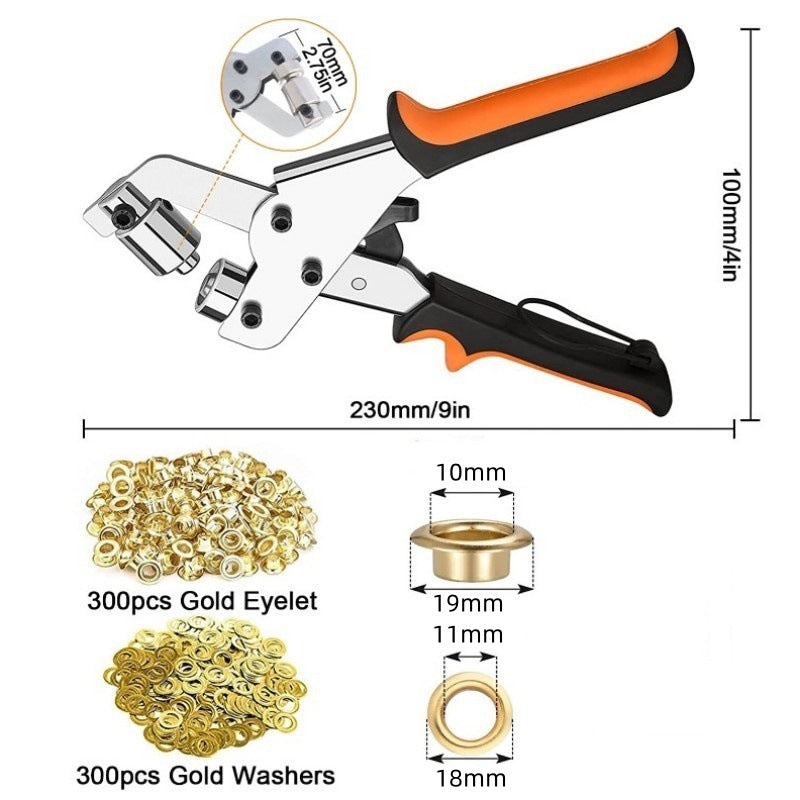 Light Portable Manual Hand Press 10mm Eyelet Grommets Pliers Rivets Tool Curtains, Leather Advertising Fabric Punching Tool