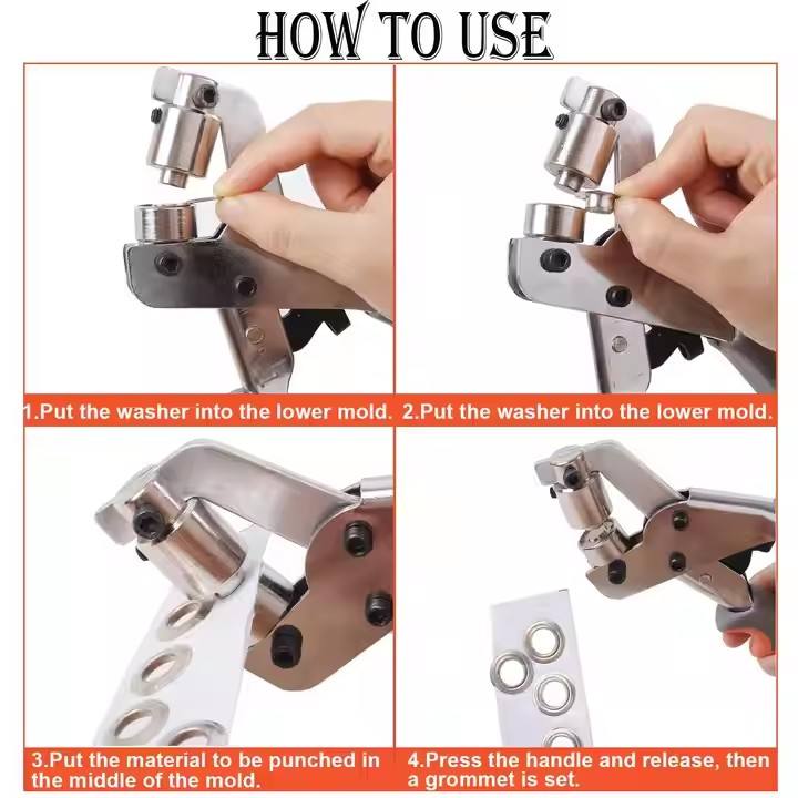 Light Portable Manual Hand Press 10mm Eyelet Grommets Pliers Rivets Tool Curtains, Leather Advertising Fabric Punching Tool