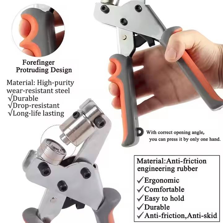 Light Portable Manual Hand Press 10mm Eyelet Grommets Pliers Rivets Tool Curtains, Leather Advertising Fabric Punching Tool