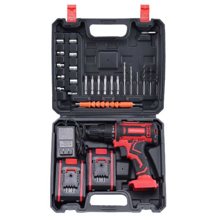 Powerful household lithium-powered hand drill, multi-function impact drill, electric screwdriver, long-lasting battery life, recommended by African craftsmen