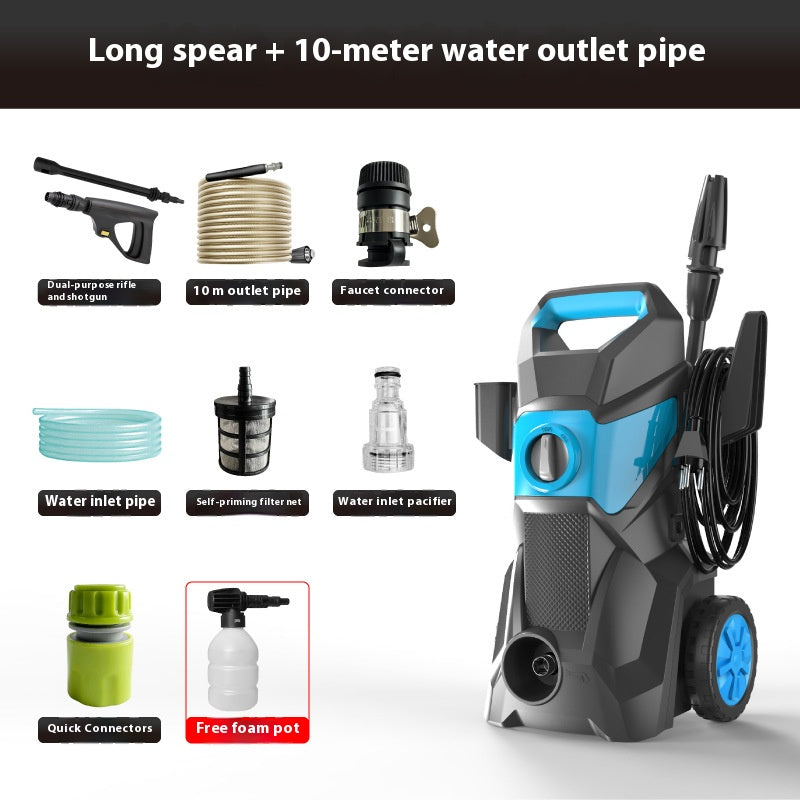 Hot selling home high pressure water gun pump in Africa, 220V high power with mobile roller, quick cleaning of cars, motorcycles and gardens