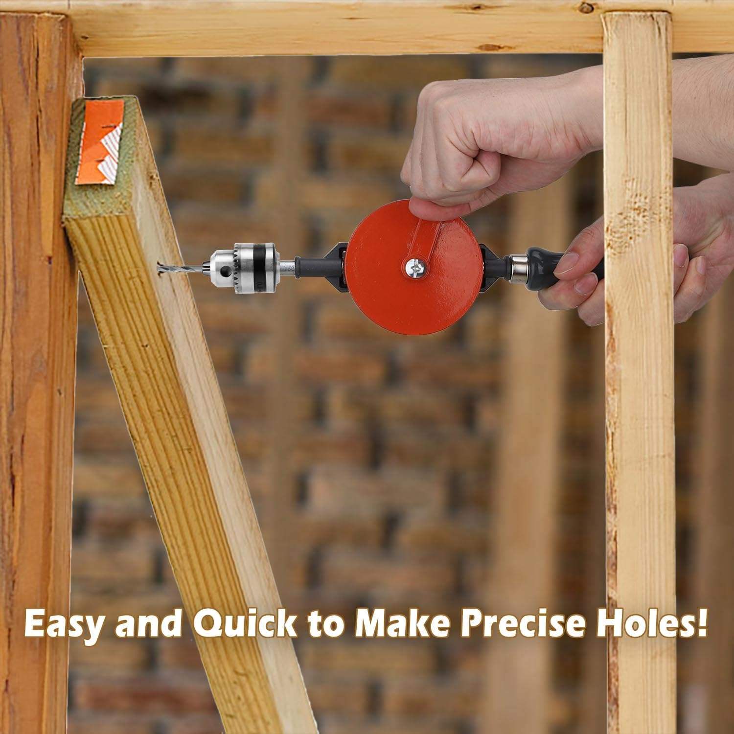 Powerful Hand Drill - No Electricity Required! DIY Woodworking and Metal Punching Tool Set, Household Utility Drill Bits