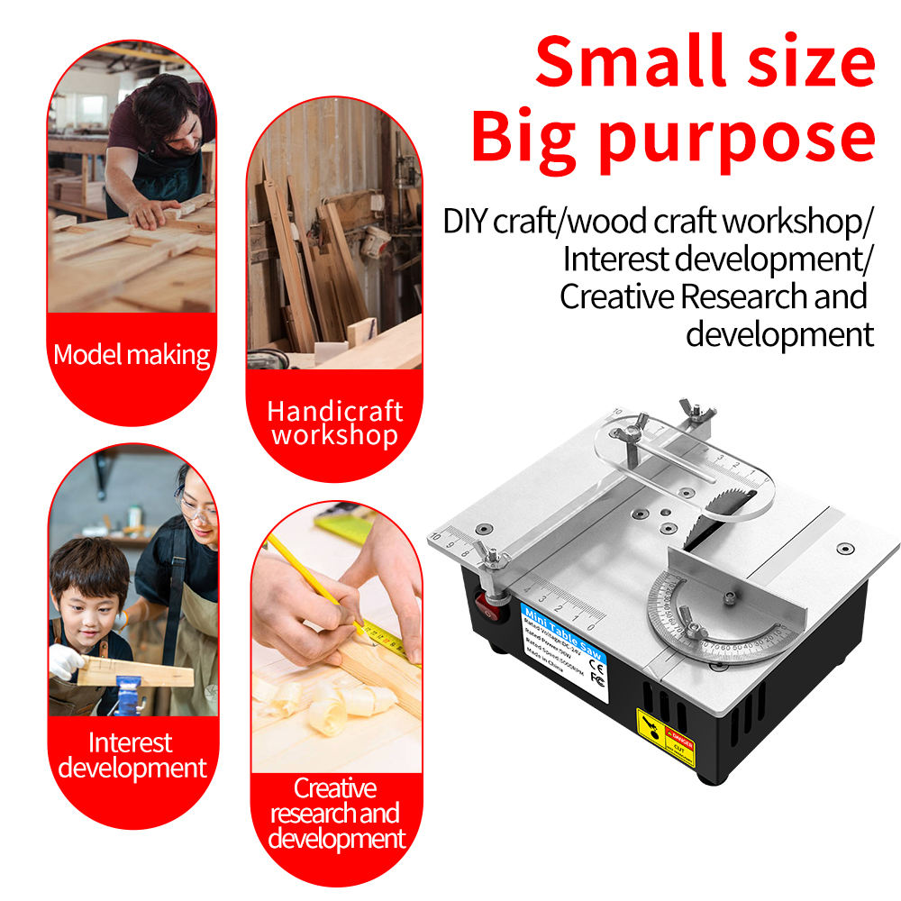 Major upgrade! Industrial-grade aluminum alloy mini table saw: 2-inch blade for precise cutting of metal, wood, and acrylic with ease