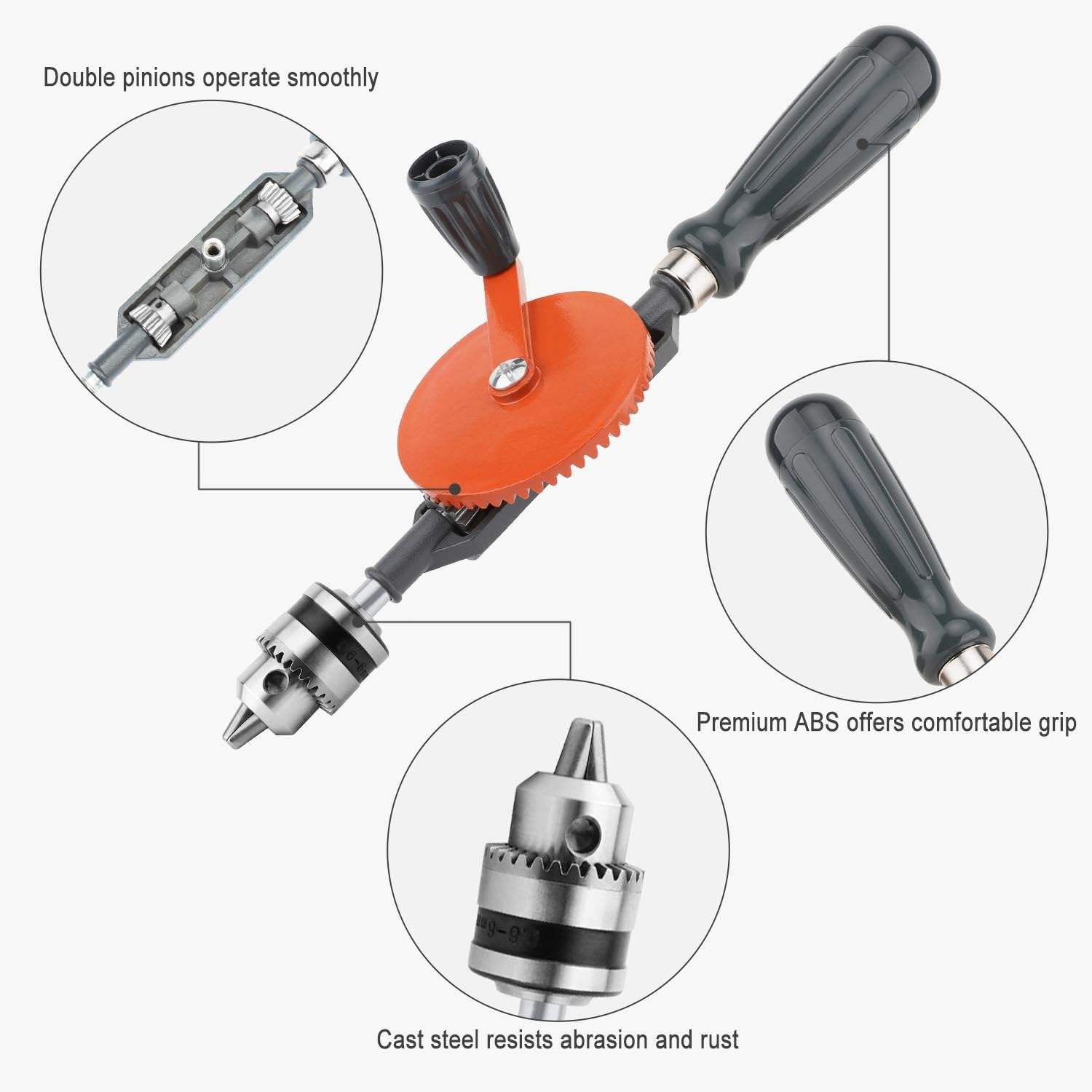 Powerful Hand Drill - No Electricity Required! DIY Woodworking and Metal Punching Tool Set, Household Utility Drill Bits