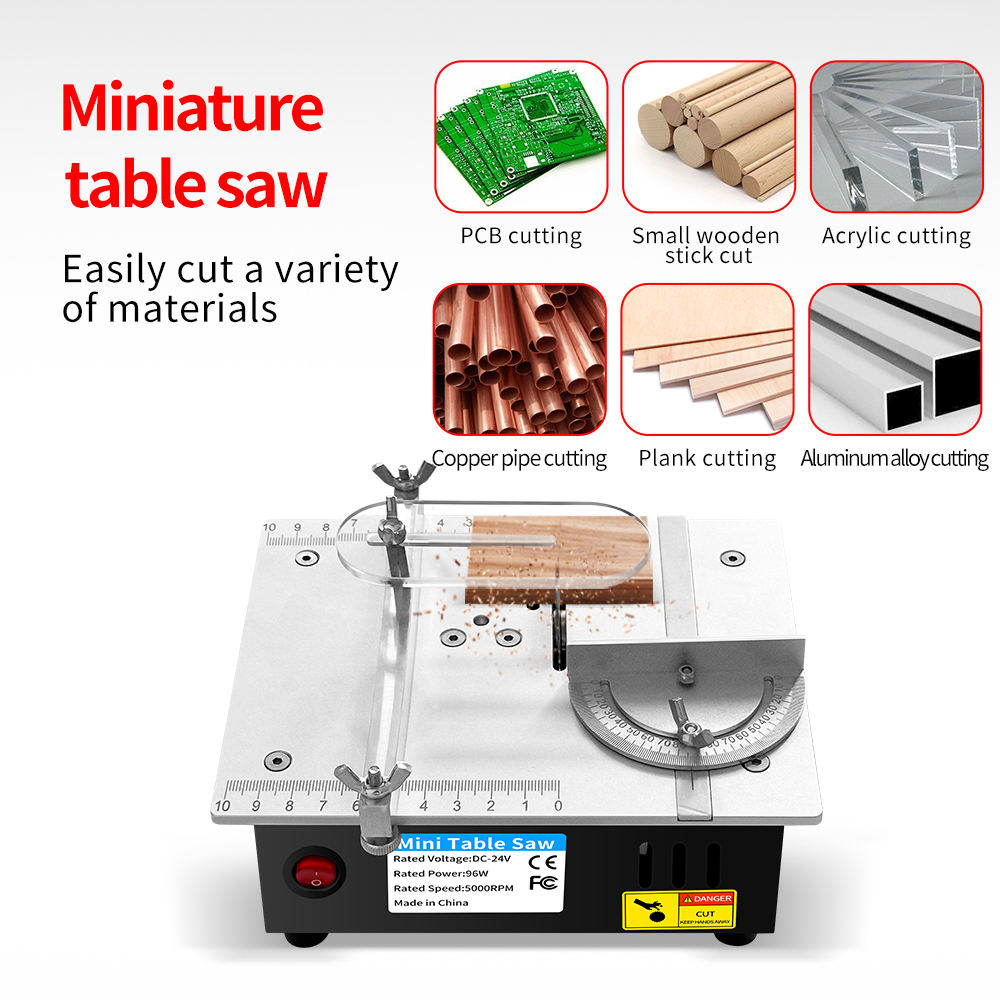 Major upgrade! Industrial-grade aluminum alloy mini table saw: 2-inch blade for precise cutting of metal, wood, and acrylic with ease