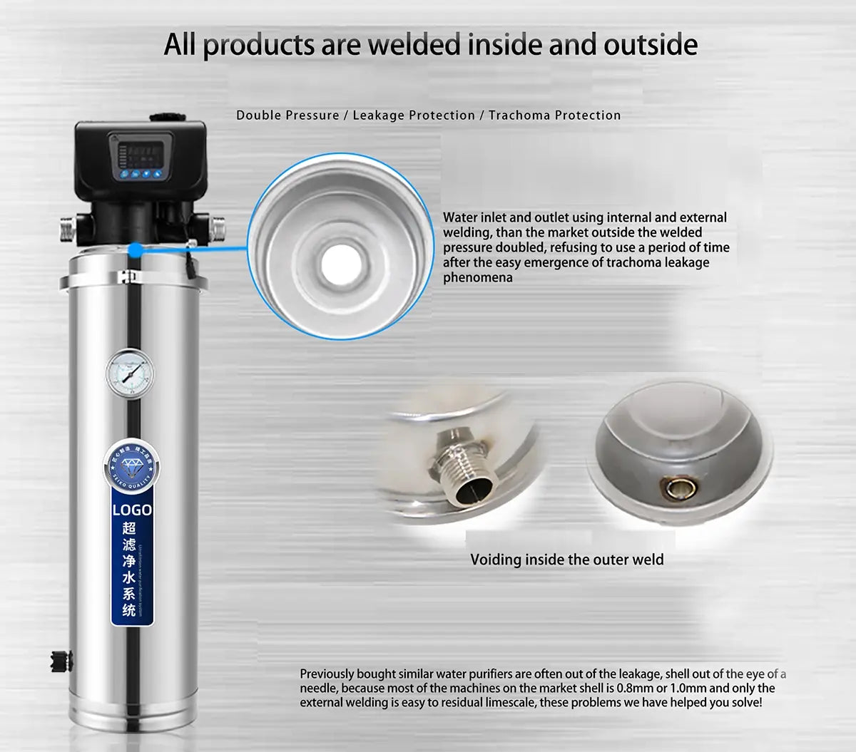 Whole-house stainless steel high-flow water purifier Rural household high-flow high-precision filtration system Outdoor water source central water purification equipment