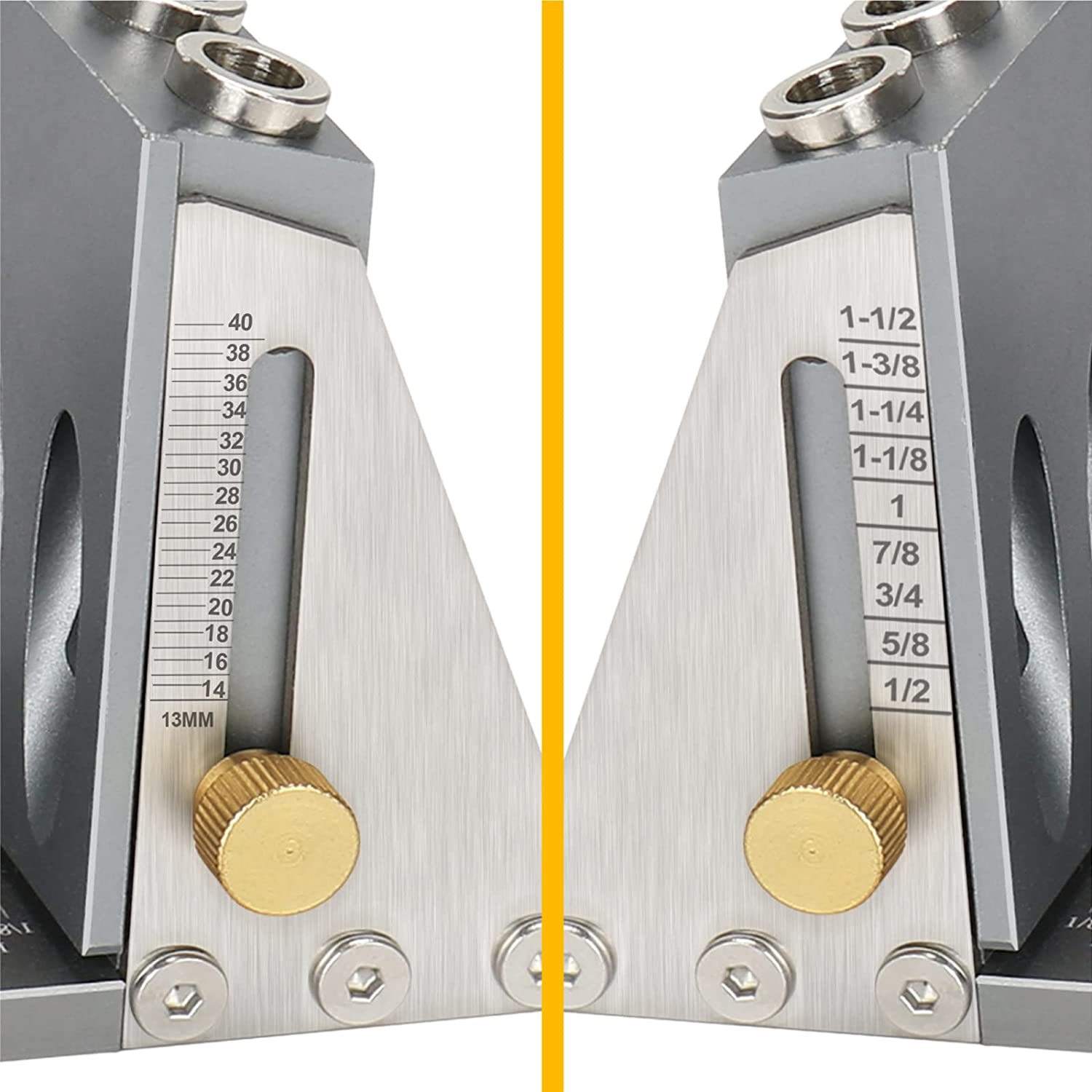 Professional woodworking oblique hole locator with 9.0/9.5mm hardened drill bit for precise drilling, dust-absorbing design, and durable tool