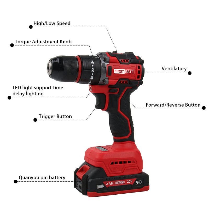 Powerful household lithium-powered hand drill, multi-function impact drill, electric screwdriver, long-lasting battery life, recommended by African craftsmen
