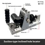Professional woodworking oblique hole locator with 9.0/9.5mm hardened drill bit for precise drilling, dust-absorbing design, and durable tool