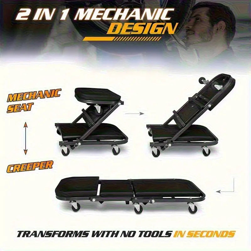 【Auto Repair Creeper】Lie-Flat Design ✨ Reinforced Structure & Safer ✅ 360° Smooth Mobility 🛠️ Significantly Boosts Repair Efficiency!
