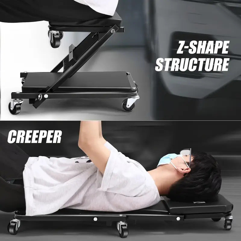 【Auto Repair Creeper】Lie-Flat Design ✨ Reinforced Structure & Safer ✅ 360° Smooth Mobility 🛠️ Significantly Boosts Repair Efficiency!