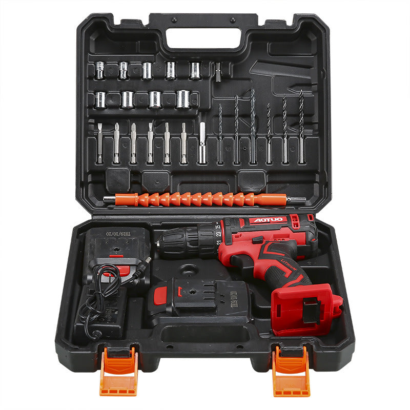Powerful household lithium-powered hand drill, multi-function impact drill, electric screwdriver, long-lasting battery life, recommended by African craftsmen
